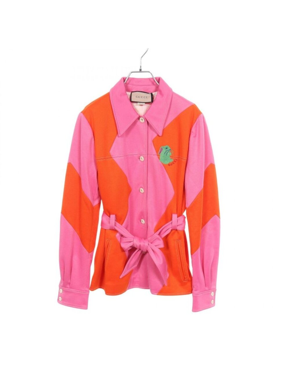 Gucci Embroidery Bicolor Pique Pink Cotton Jacket